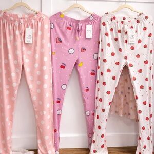Kids Pink & White Printed Pajama Pants – Cute Fruit & Polka Dot Styles